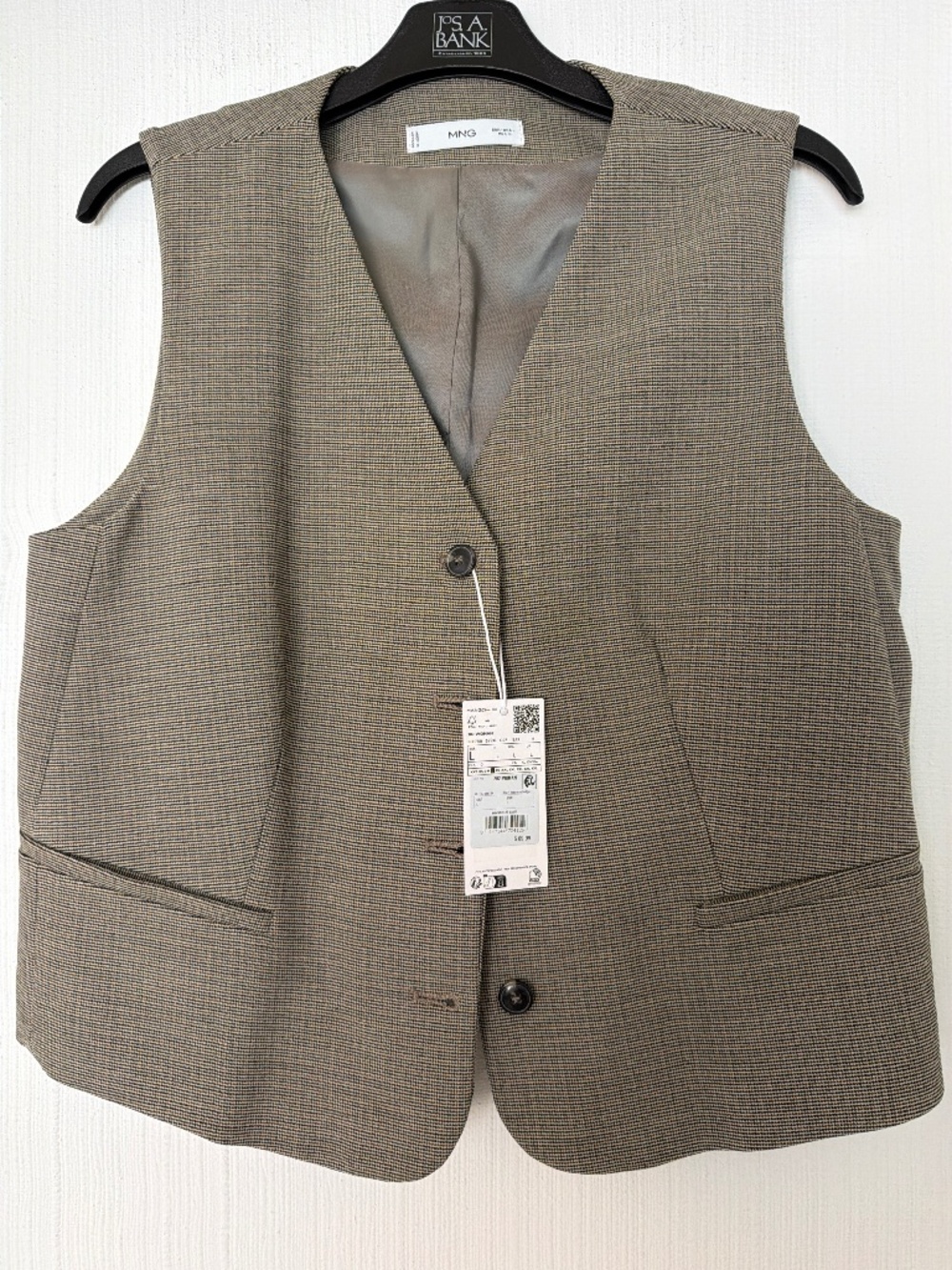 MANGO Women’s Tailored Plaid Vest – Size Large – New With Tags